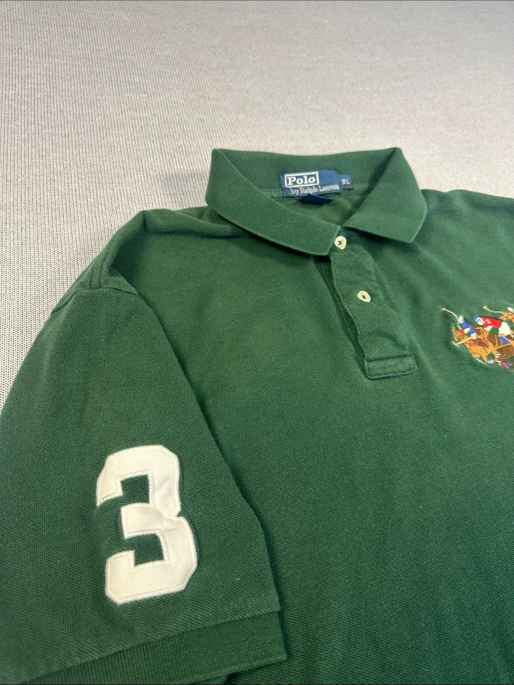 Polo Ralph Lauren Pony Club Green Number 3 Golf Shirt Men’s Size XL Vintage